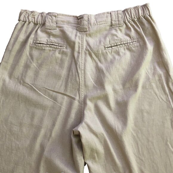 Papagallo Linen Blend Wide Leg Capri Womens Sz 10P Y2k Tan Scandi Girl Lagenlook - Picture 6 of 14